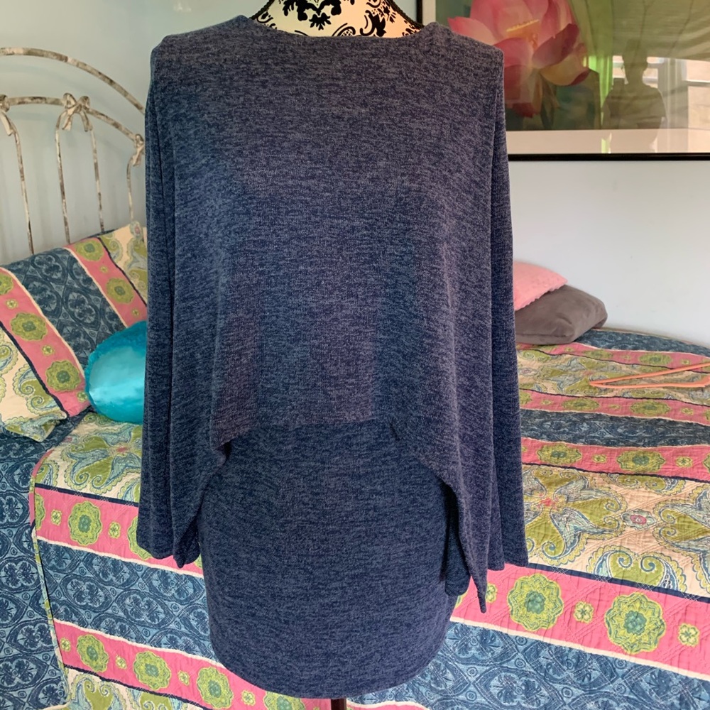 Gracia Blue Sweater poncho-like sweater dress